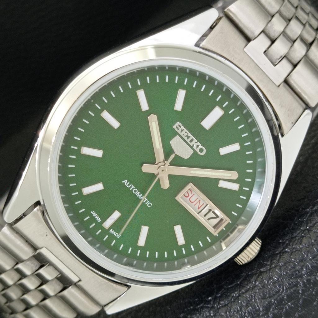 JAPAN VINTAGE SEIKO 5 AUTOMATIC REFURBISHED MENS GREEN DIAL WATCH a440638-9 Sk-a440638-1
