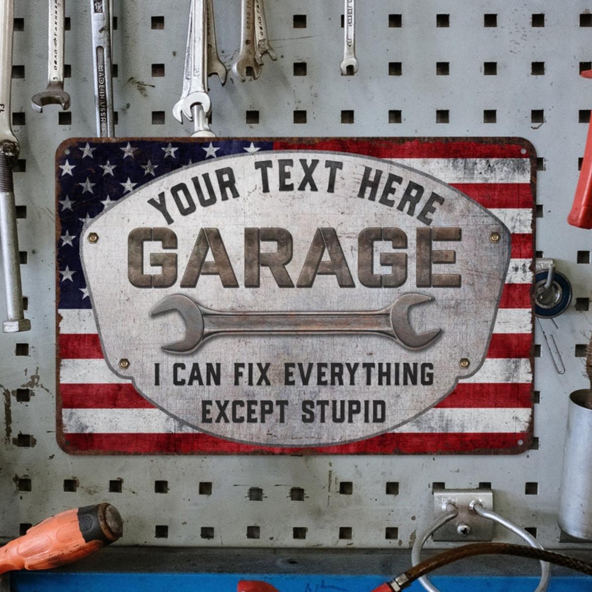 

Personalized Metal Sign Custom Garage Workshop Wall Art червоний
