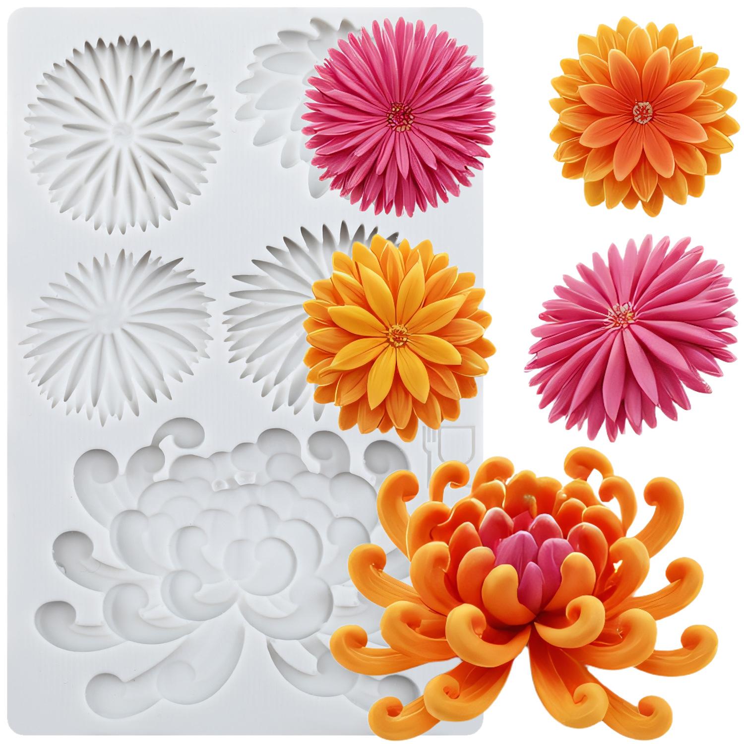 

Chrysanthemum Flower Silicone Mold Daisy Flower Fondant Molds Cake Decorating Tools Theme Cake Dessert Decorated Chocolate Candy Mold серый