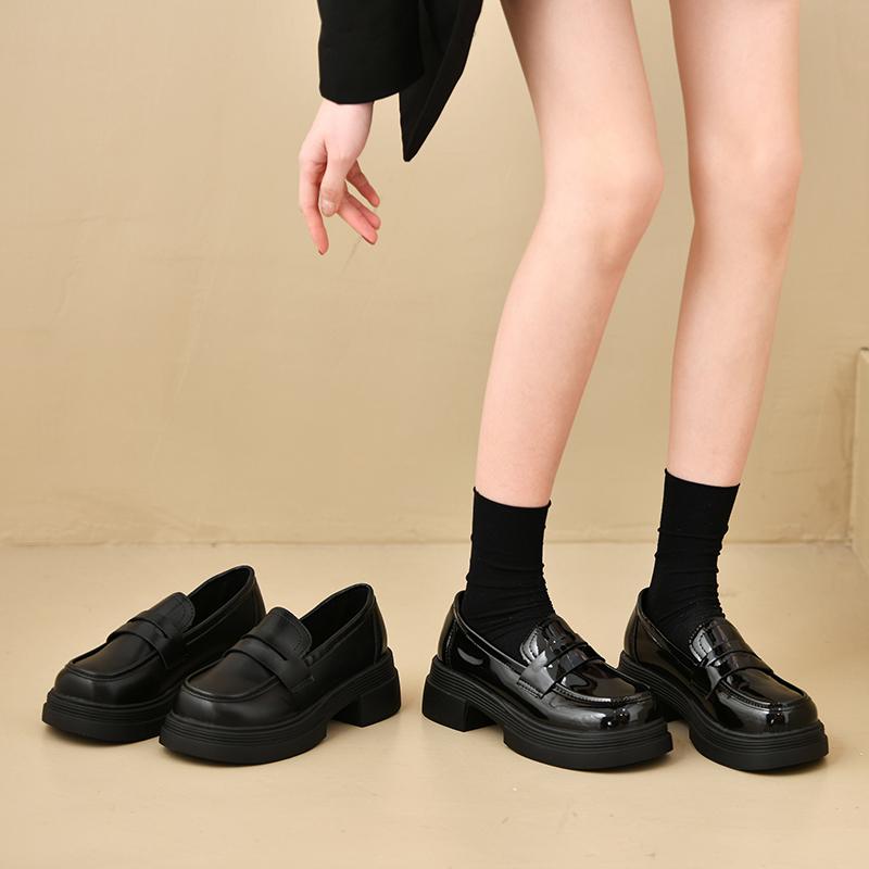 Dámské krátké kozačky v japonském stylu, jaro, podzim, dodání, styl, tlusté dno, zvyšující výšku, volnočasové boty, vintage, JK balerínky