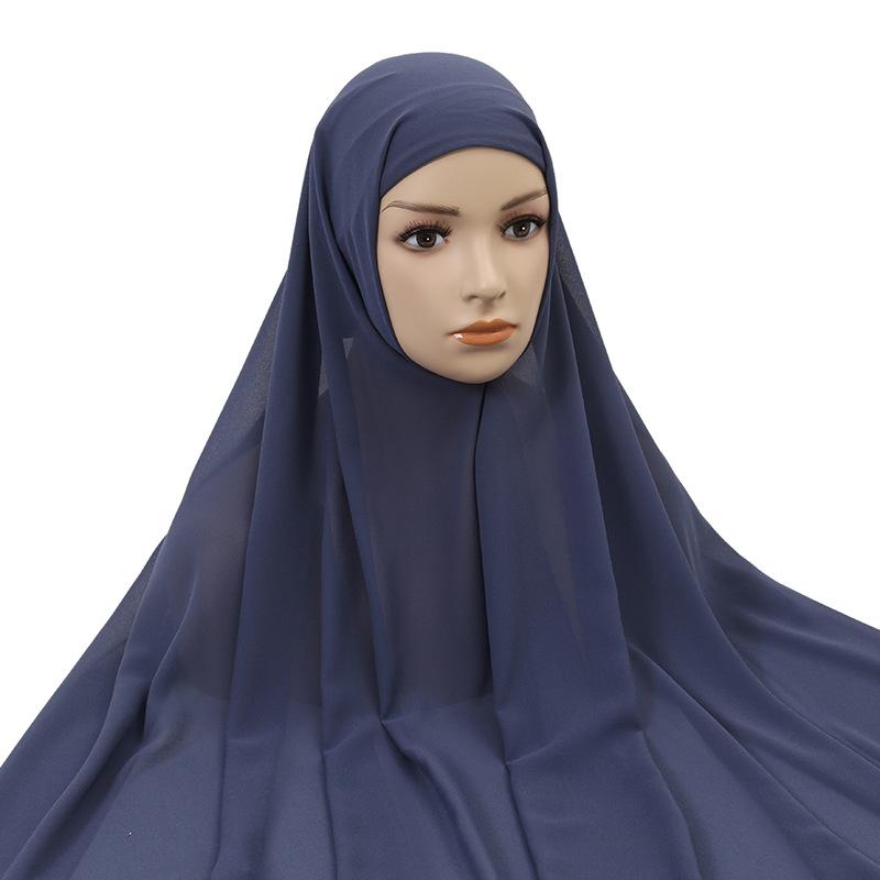 Muslim Women Chiffon Hijab With Cap Bonnet Instant Chiffon Hijab Pinles Shawl Head Scarf Under Scarf Caps Cover Headwrap
