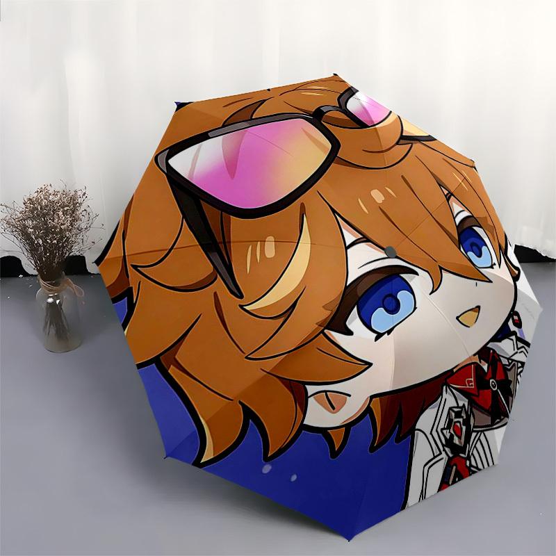 1 Stück Outdoor-Schirm mit Anime-Charakter-Design - Automatisches Öffnen/Schließen, Tragbares 3-fach faltbares Design, 8-Speichen-Eisenrahmen, Perfektes Geschenk für Fans, Tr