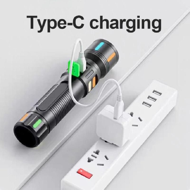 NOVÁ Výkonná malá svítilna Vysoký výkon Dobíjecí LED svítilna 2000mAh Vestavěná baterie Fluorescenční ABS Přenosná svítilna