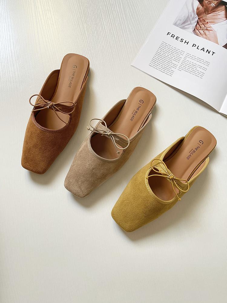 2025 Summer Women Mules Shoes Brand Designer Butterfly-knot Comfort Casual Slip On Light Large Size Shallow Ladies Flat Sandals