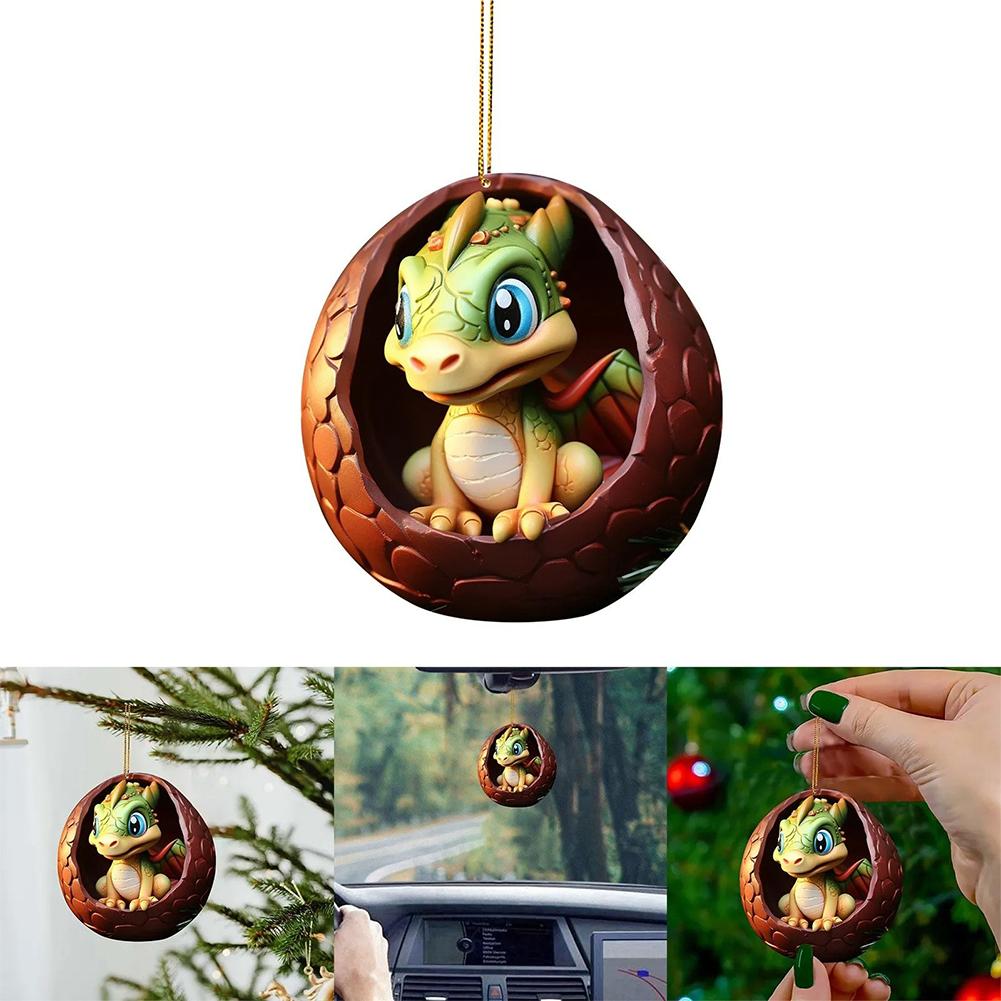 Christmas Dragon Pendant Novelty Dragon Ornaments Acrylic Dragon Egg Tree Pendant Realistic for Home and Car Decoration