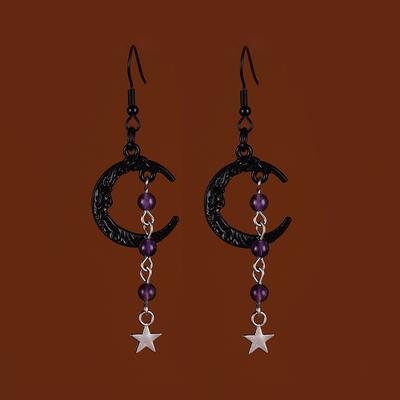 Gotische Vintage Mond Tropfenohrringe, Europäischer Halloween Statement Schmuck