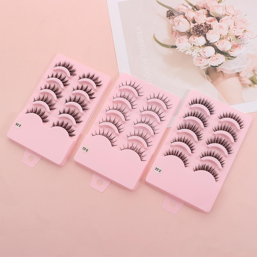 5 Pairs Flared Manga Lashes Wispy Faux Mink Lashes Hot Wet Eyelash Eye Makeup