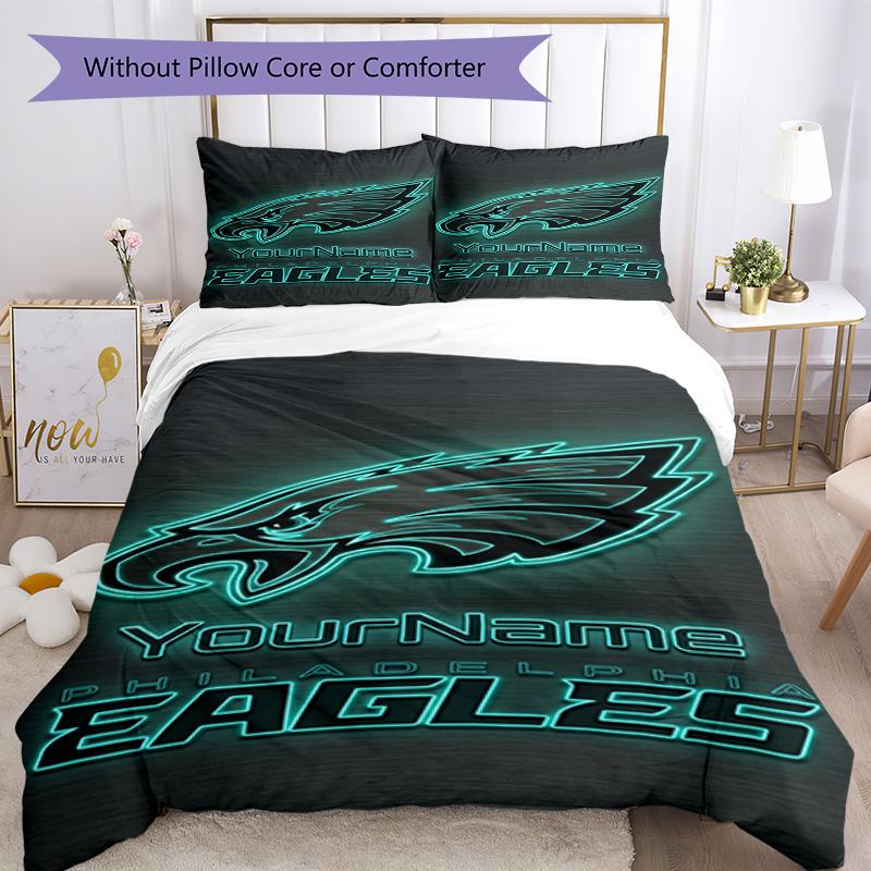 Philadelphia Eagles Customize Your Name Bedding Set Breathable Duvet Cover With Pillowcases Decorative Bed Linen For Bedroom Home Decoration Birthday 