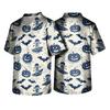 Men's Halloween Print V-Neck Short Sleeve Scrub Top with Pocket