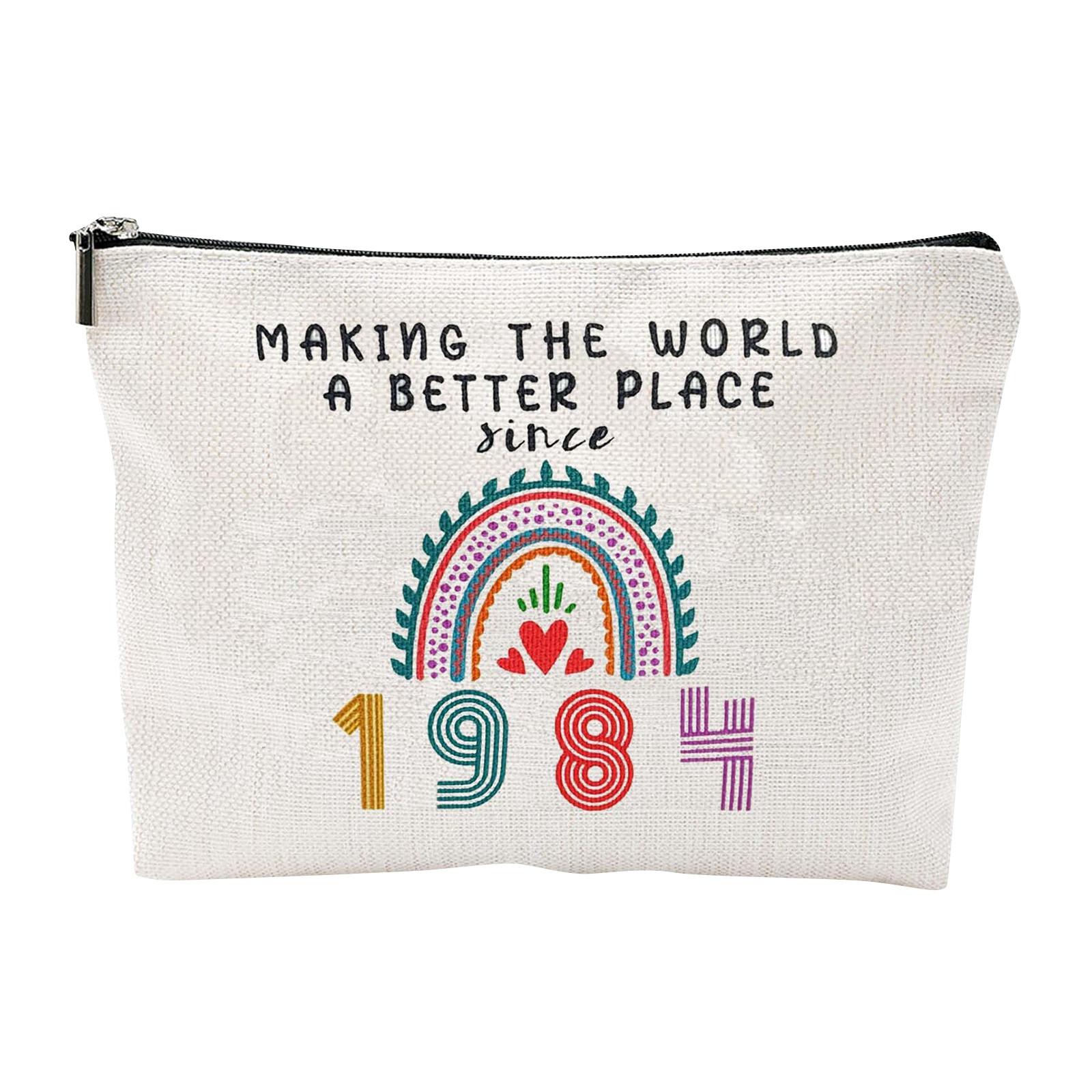 

Ladies Birthday Makeup Bag Linen Zipper Bag One Size