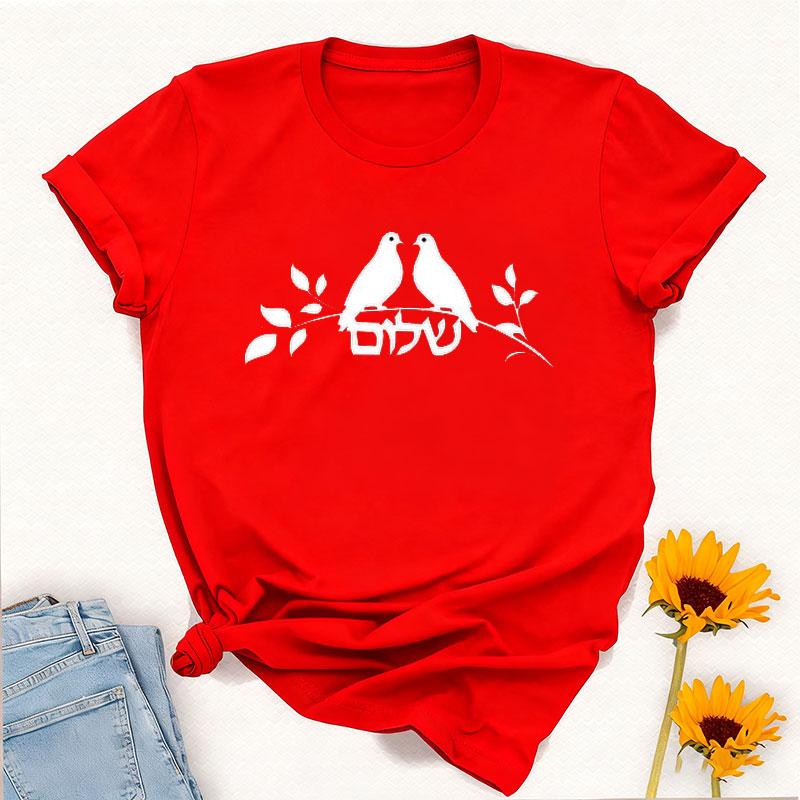 Jewish Hebrew Symbols for Religious Gift for Hanukkah Celebration Tee Simple Style Printed Tshirt Tops Regular Short Sleeve