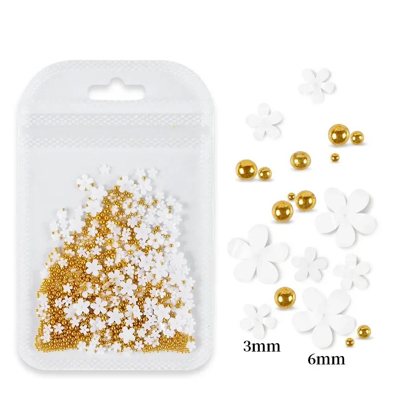 200 Stück/Beutel Nagelkunst-Dekoration Gemischte Größe Zarte 3D Harzblumen Strass-Nagelteile Maniküre-Werkzeug Nägel Design-Zubehör