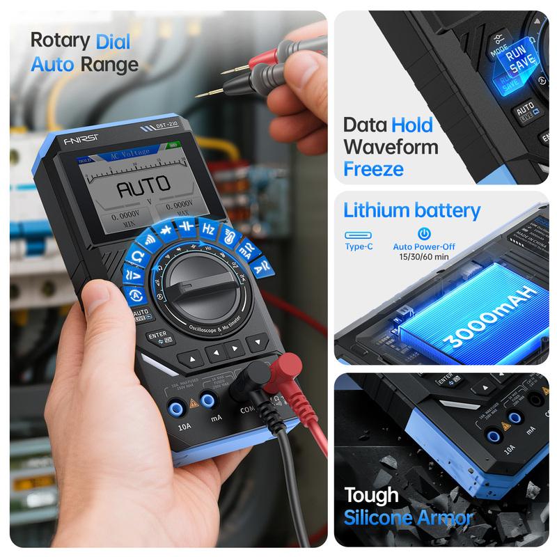 FNIRSI DST-210 and DST-201 3IN1 Digital Multimeter Oscilloscope Signal Source 19999 Counts 10MHz/1MHz Portable Electrician Tool