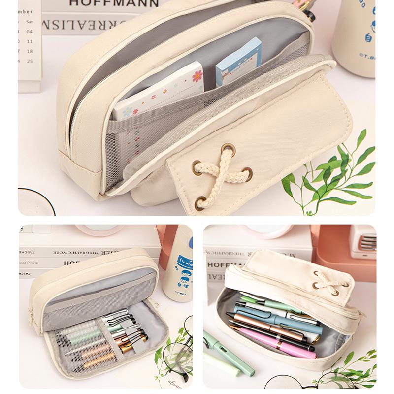 3 Layers Pencil Case Large Capacity Pen Bag Kawai Simple Style Pencil Pouch School Office Stationery Organizer Supplies