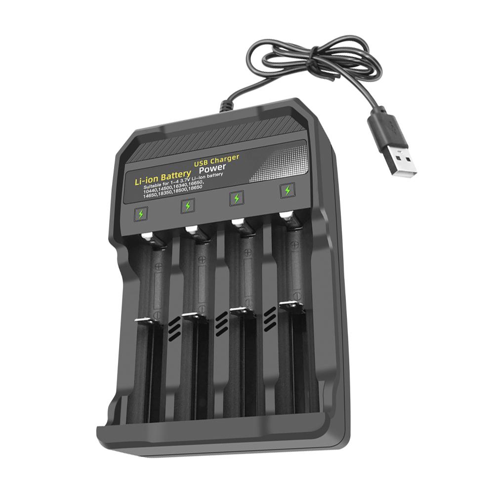 

MultiCompatible 4Slot USB 18650 Battery Charging adapter For 3.7V Li Batteries Auto Shutoff Overcurrent Short circuits Protections 1