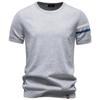 AIOPESON Herren T-Shirt 100% Baumwolle Gestreifte Ärmel Rundhals Smart Casual Old Money Basic T-Shirt Atmungsaktives Sommer Strickoberteil