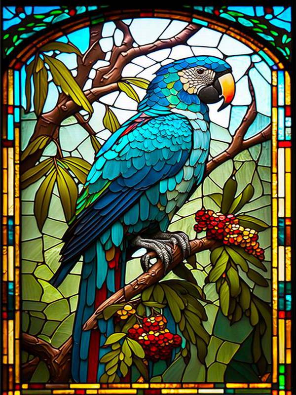 Barevné sklo Diamantový obraz Barevný papoušek kutilství plný čtverec kulatý vrták drahokamy výšivka Zvířata Ptáci Mozaika Sady křížkového stehu Nástěnná dekorace