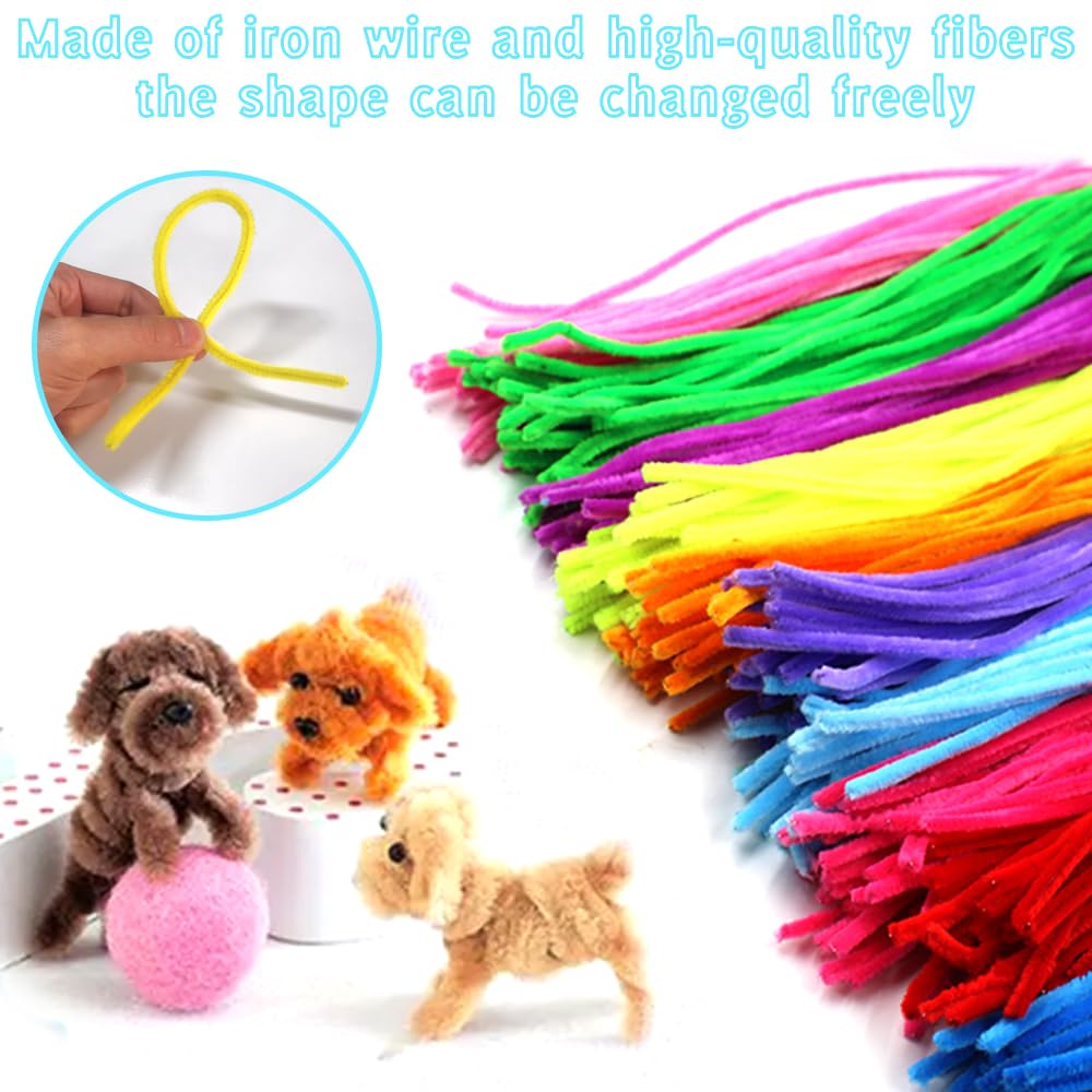 10 Colors Pipe Cleaners, Craft Chenille Stem Fuzzy Sticks, Handmade Gifts, Creative DIY Craft Decoration, Sewing, Wedding, Home Decor - 300 Pieces