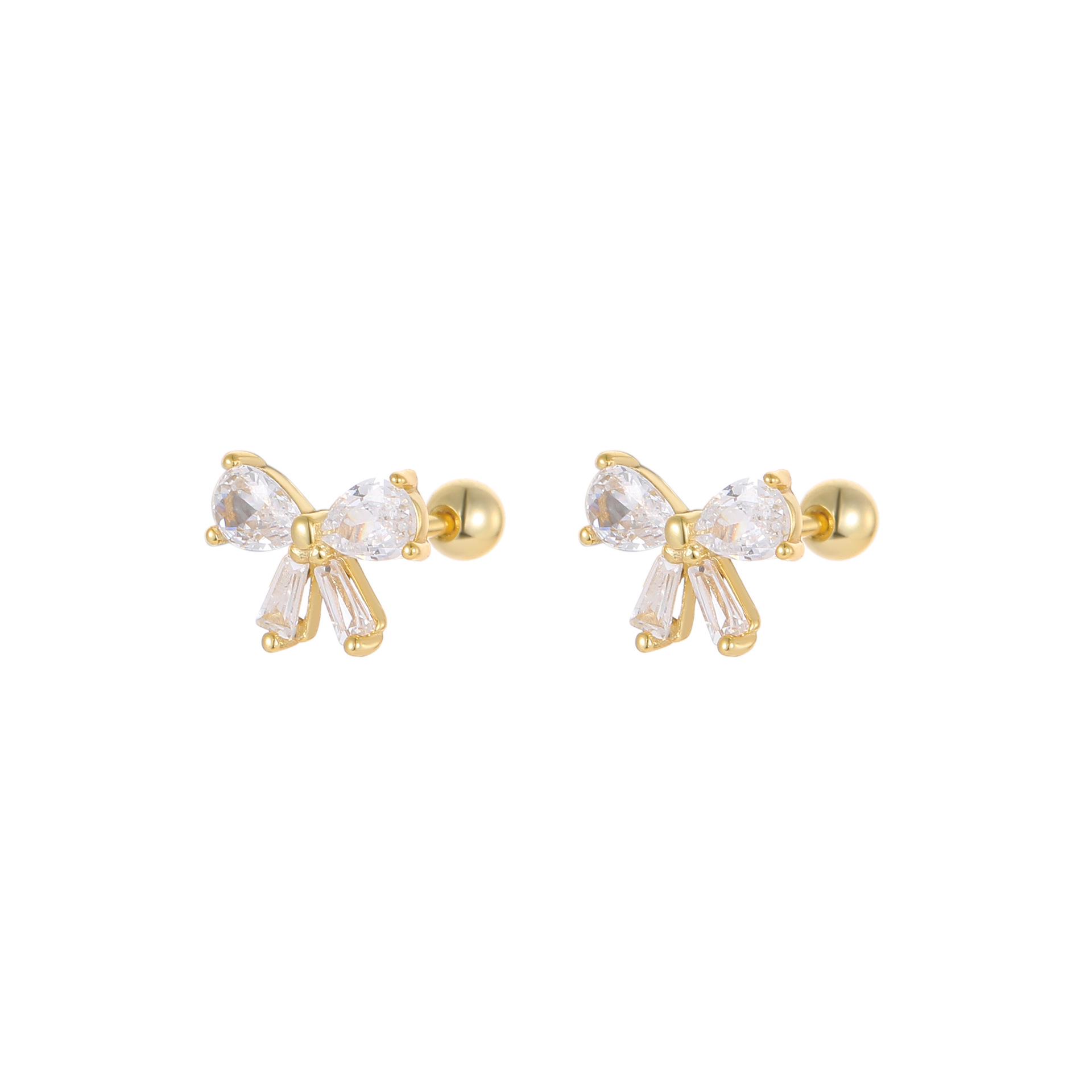 Korean-Style Sterling Silver Bow Stud Earrings - Exquisite Design with Micro-Paved Details s925 Silver
