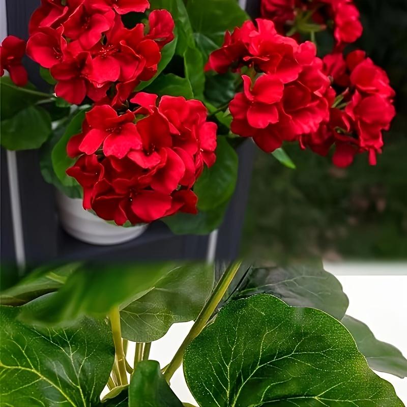 Weatherproof Geraniums | Lifelike Red Faux Flowers for All-Season Outdoor Use & Indoor Decor - Perfect Garden, Patio, and Home Centerpiece