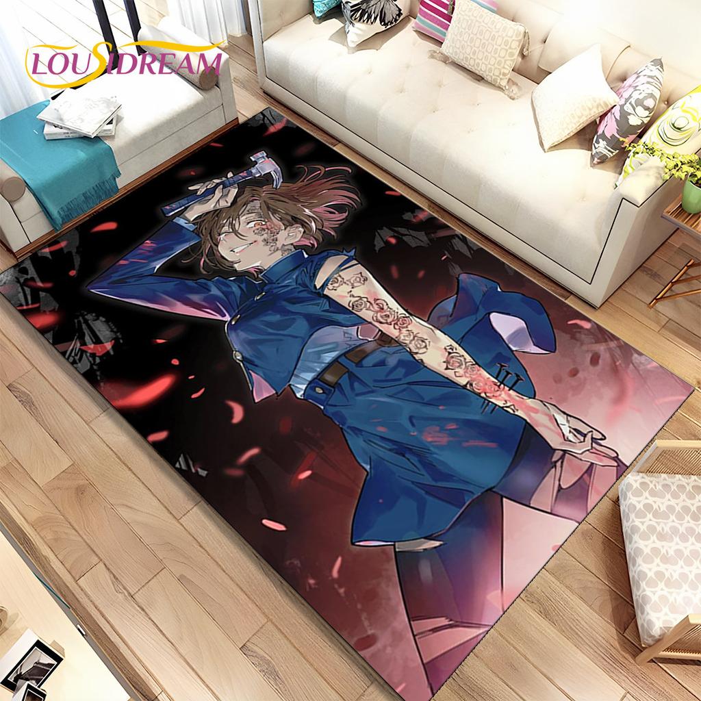 Tappeto Area Cartoon Anime Jujutsu Kaisen Grande, Tappeto per Soggiorno Camera da Letto Divano Zerbino Decorazione, Tappetino Antiscivolo per Bambini