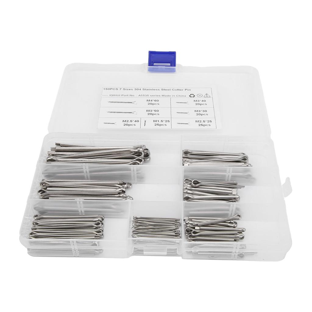 150pcs Cotter Pin Clips Assortment Stainless Steel 7 Specifications Split Pins Universal Car Accessory