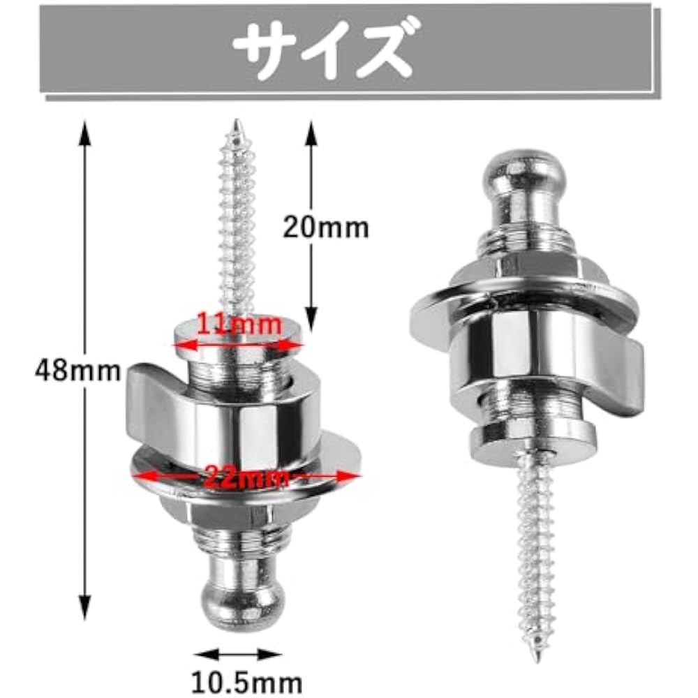 Bestgle 4 pcs guitar strap lock pins silver metal anti-slip strap pins silver instrument electric...
