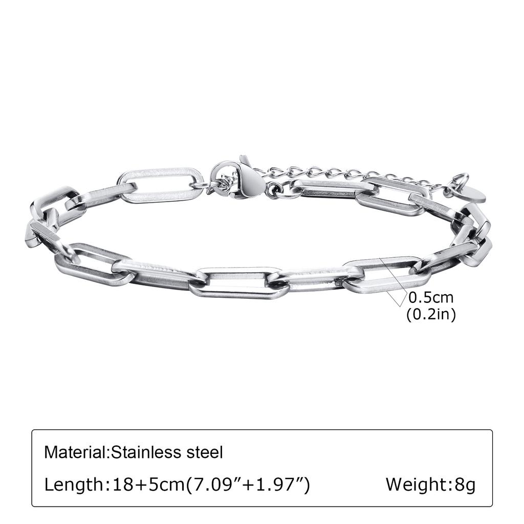 Punk Silver Color Men's Chain Bracelets,Hiphop Stainless Steel Braided Link Wristband,Classic Metal Jewelry Gift for Him Dad