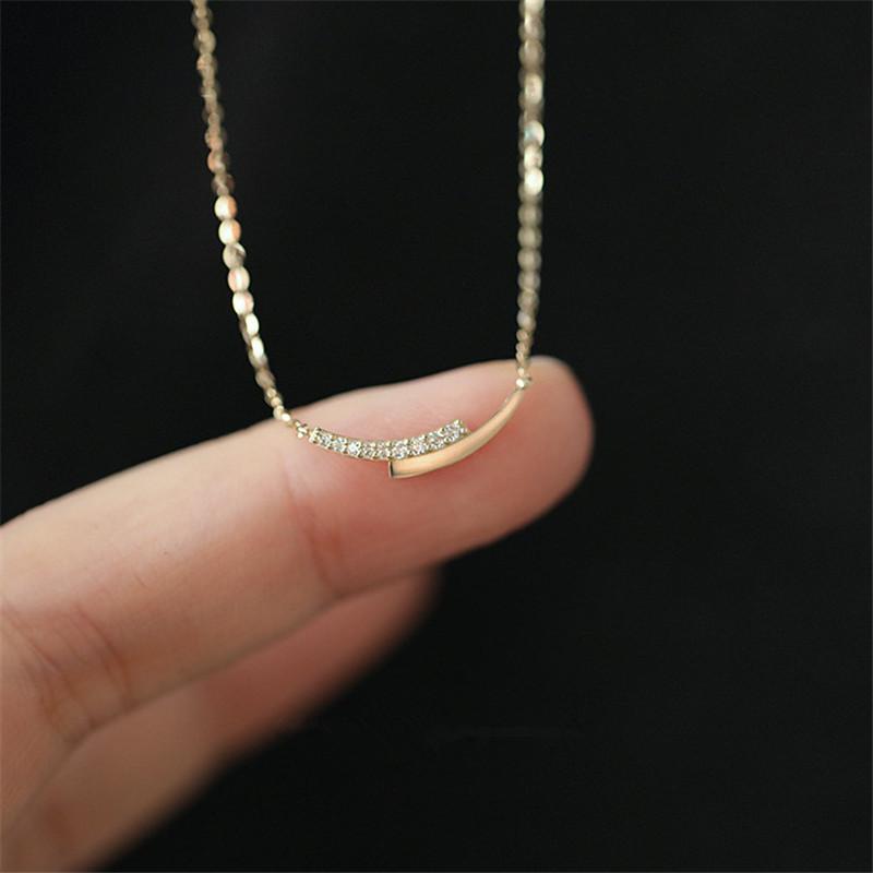 

925 Silver 14K Gold Plating Pavé Crystal Intersection Pendant Clavicle Chain Necklace Women Simple Jewelry Accessories Gold 42cm 3cm