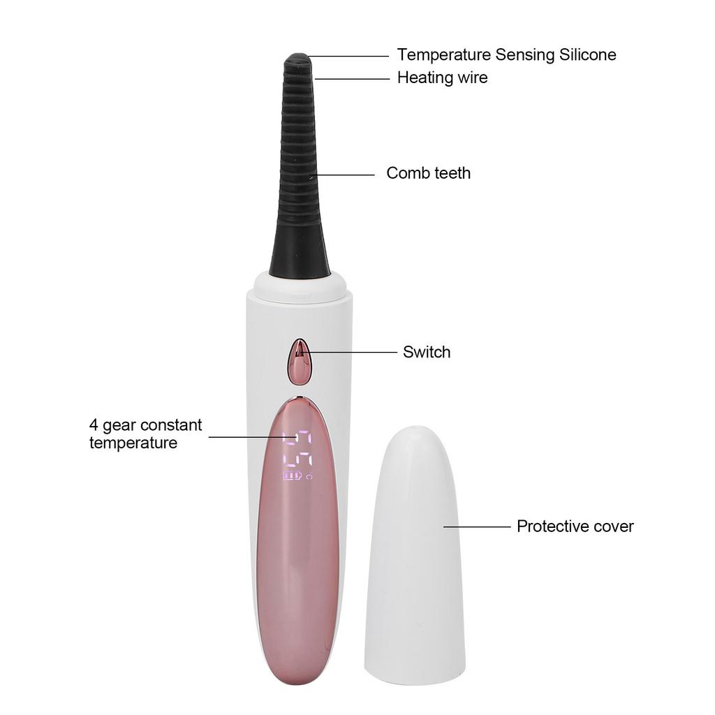 Heated Eyelash    Re able Silicone Brush Head Portable Electric Eyelash    for Women