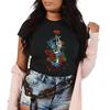 Modisches Skelett Rosen Aufdruck Street T-Shirt Kurzarm Rundhals Lässig Vielseitig Damen T-Shirt