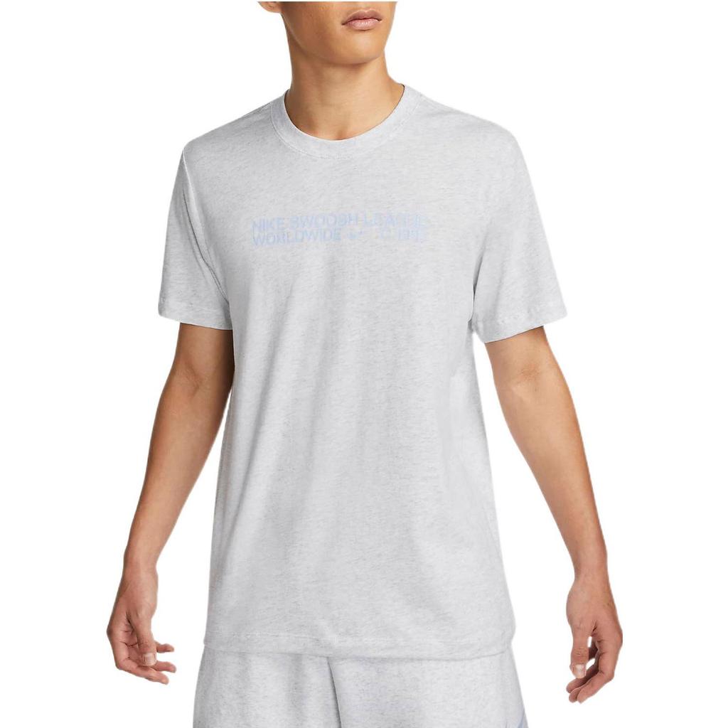 Nike Solid Color Logo Graphic Print Crew Neck Casual Short Sleeve T-Shirt Men Tops Light-Grey DM6410-051