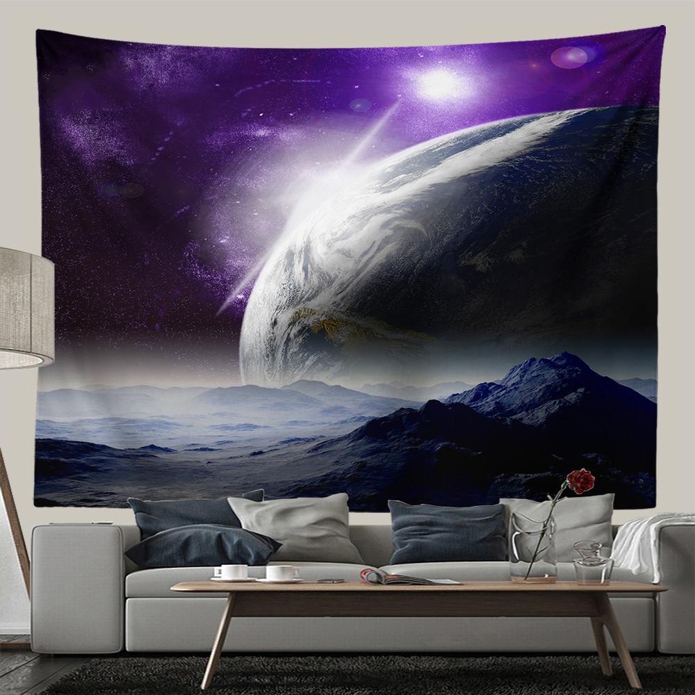 Purple Planet Tapestry Wall Hanging Hippie Room Decor Galaxy Space Wall Tapestry Aesthetic Bedroom Living Room Decor