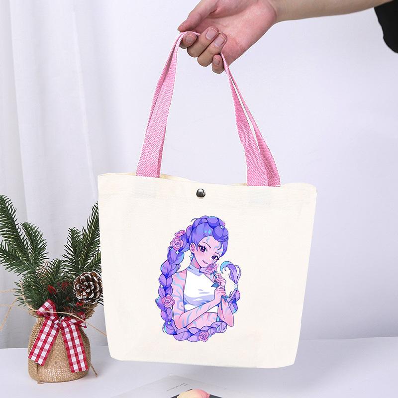 K-Pop Animation Cartoon Printing High Value Fashion Simple Canvas Bag Going Out Portable Shopping Bag Handbag