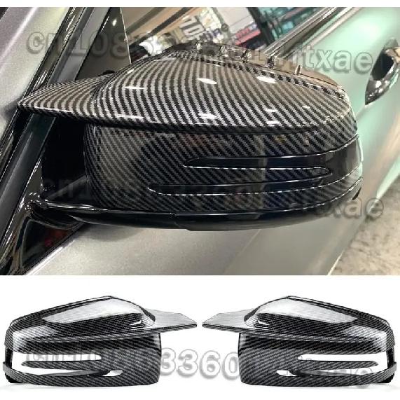 Side Mirror Cap Covers for Mercedes Benz W212 W204 C117 X156 X204 C218 A B C E S CLA GLA GLK Class Black Replace (Carbon Fiber)