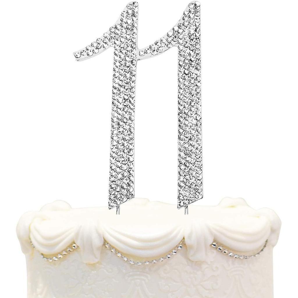 60 Sparkly Rhinestone Decoration Cake Topper - Premium Silver Metal - 60th Birthday or Anniversary Party Makes a Great Centerpie