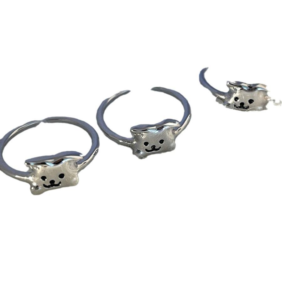 Bagues de Couple Ajustables Mignonnes Chiots Dessin Animé - Tendance et Polyvalent