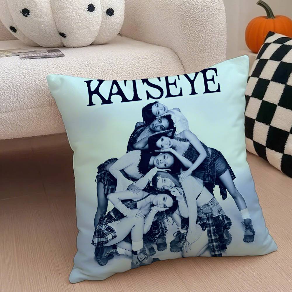 Kpop-Stil Y2K Hot Girl Stil K-Katseye Girlgroup Kissenbezug Weicher Seidiger Stoff Verdeckter Reißverschluss Kissenhülle Perfektes Fan-Geschenk