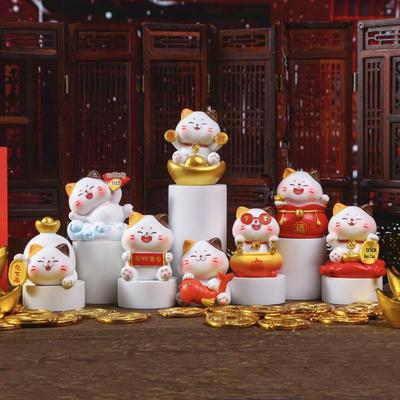 Blessings Beckoning Cat Blind Box: Wealth & Treasure Design Desktop Ornament Gift