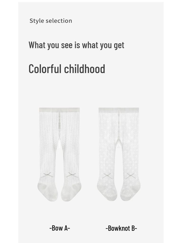 Girls' Ultra-Thin Mesh Breathable Baby Leggings with Bow