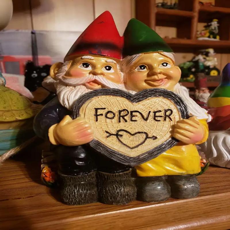 Romantiskt Julpar Alv - Kombinera Jul och Romantik - Mysig Pose - Tomtestaty Juldekoration Gåvor