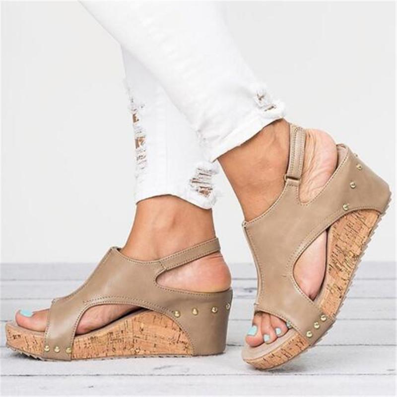 Women Sandals  Platform Sandals Wedges Shoes For Women Heels Sandalias Mujer Summer Shoes Leather Wedge Heels Sandals 43