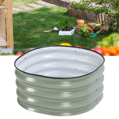 60x60x28cm Planter Garden Boxes Stainless Steel Open Bottom Safe Raised Garden Bed for Home School