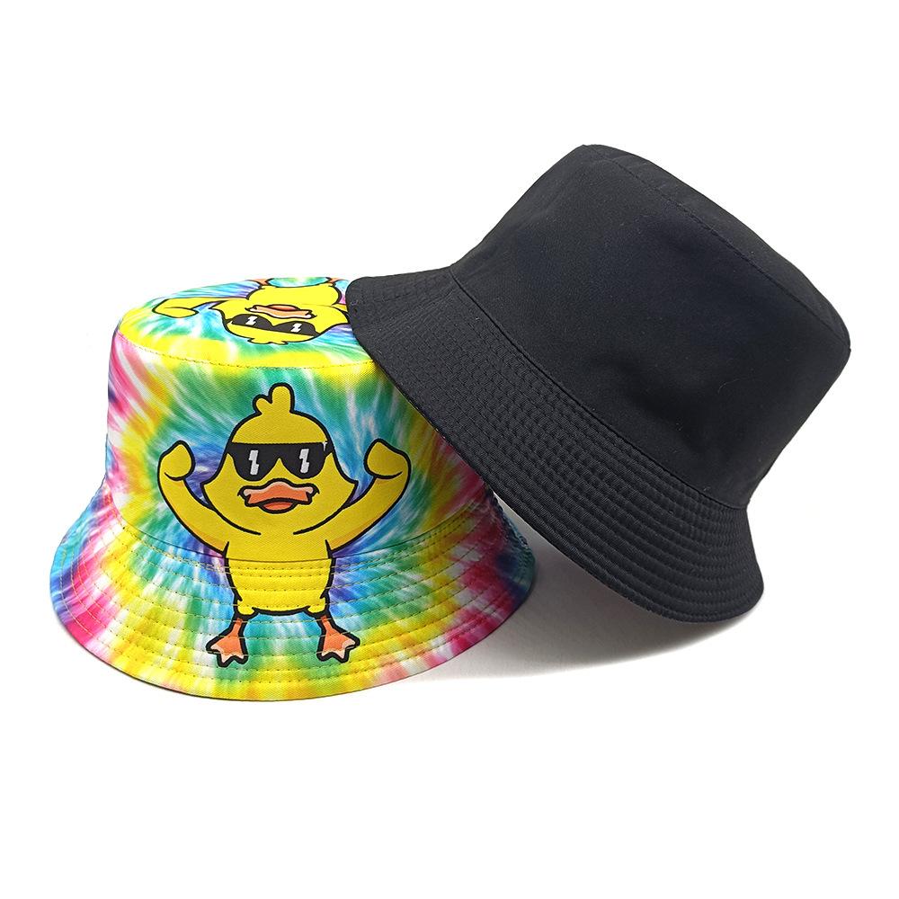 Funny Cartoon Duck Print Bucket Hat for Women Men Summer Outdoor Travel Sunscreen Fisherman Hats Fashion Decorate Panama Hip Hop