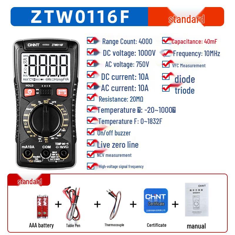 Chint High Precision Digital Multimeter: Anti-Burn, Portable, Multifunctional Tool for Electricians and Smart Watch Repair