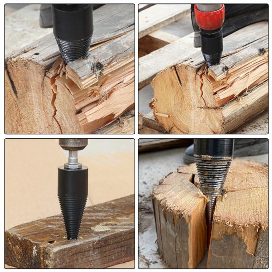 Firewood Drill Bit Set Heavy Duty Wood Log Splitter Detachable Electric Drills Screw Cone Driver Tool Firewood Prep Tool for Splitting Woods