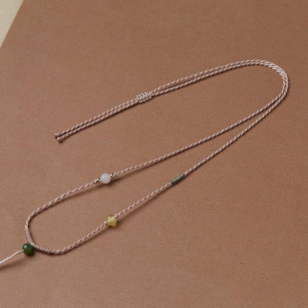 Handcrafted Exquisite Eight-Strand Adjustable Hetian Jade Necklace Cord