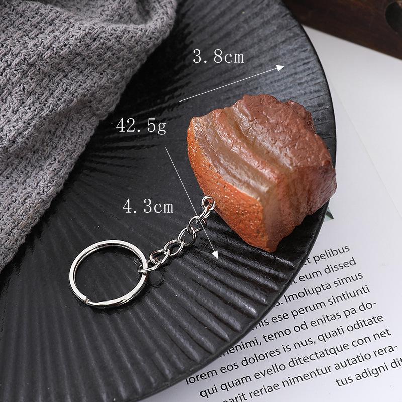 Dongpo Pork Model Keychain: Braised Pork, Beef Cubes, & Faux Streaky Pork Props for Kitchen Decor