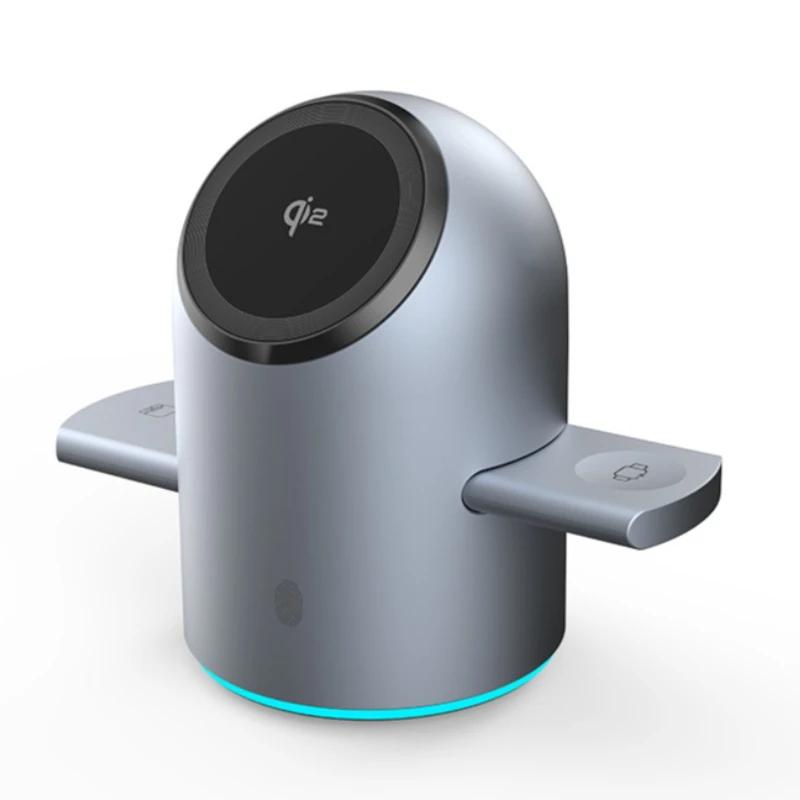 

Magnetic 3 in 1 qi2 15W Wireless Charger Desktop Bluetooth Speaker For iPhone 17~12 Apple Watch 11-2 Airpods Pro 3 Fast Charging