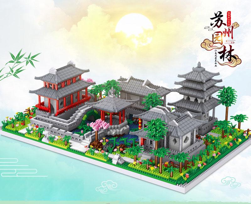 

Classical House China Traditional Architecture Micro Diamond Block 3In1 Suzhou Gardens Creative Construction Brick Toys Nanobricks